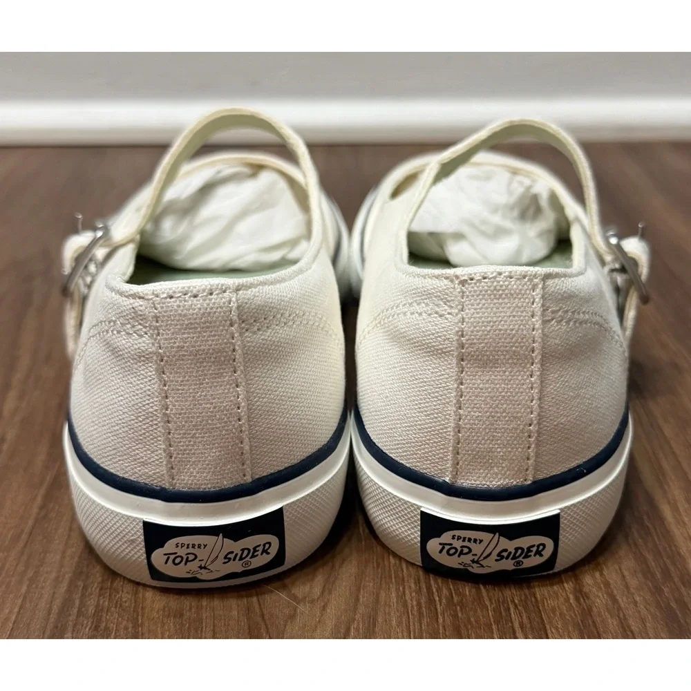 Sperry Top-Sider MJ Classic CVO White Canvas Mary Jane Shoes Womens Sz 7